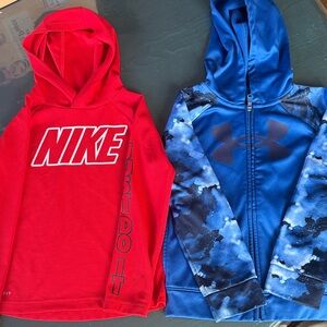 Nike Kids' Red Hooded Dri-fit long sleeve bundle Under Armour hoodie bundle